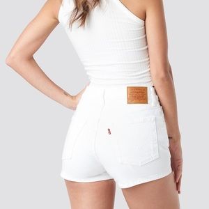 White Levi's Button Fly Shorts - High Rise